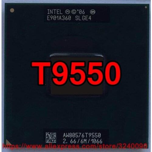 Original Intel Core Duo T9550 CPU 6M Cache,2.66GHz,1066MHz FSB Dual-Core Laptop processor free shipping