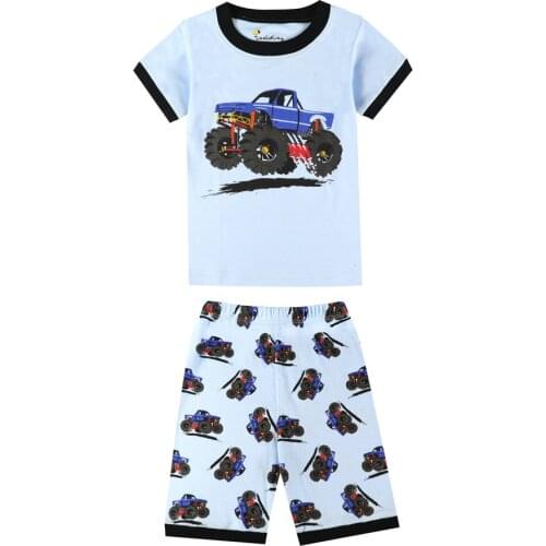 2-8Years Boys Car Pajamas Suits Animal Cartoon Dinosaur Dragon Unicorn Panda Pijamas Infantil 2pc Short Pajamas Baby Girl