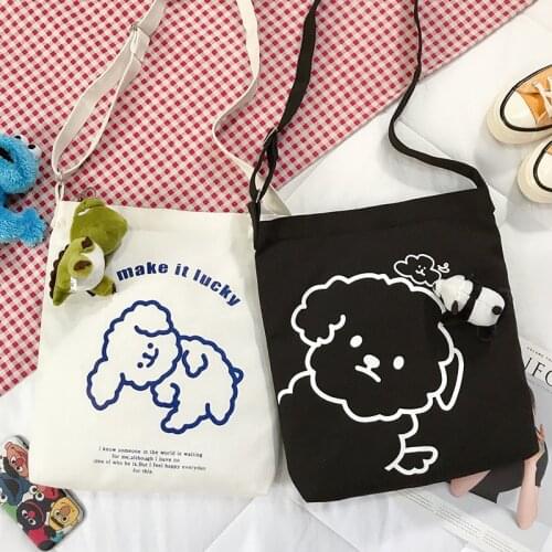 PURFAY Cute Dog Canvas Women Shoulder Bag Cotton Tote Shopper Bag Eco Reusable Shopping Bag Handbag Cloth Messenger