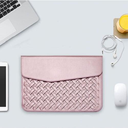 Luxury Weaving PU Leather Laptop Sleeve Bag for Macbook Air Pro Retina 11 12 13 15 Inch Notebook Bag Case for Macbook Air Pro 13