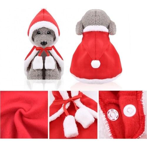 Christmas Pet Dog Cat Coat Hoodie Clothes Winter Warm Apparel Cloak Cape gifts Small Dogs
