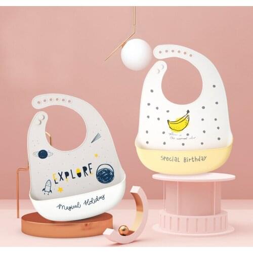 Baby Bibs Waterproof Silicone Feeding Baby Saliva Towel Newborn Cartoon Aprons Baby Bibs Adjustable Burp Cloths Bandana