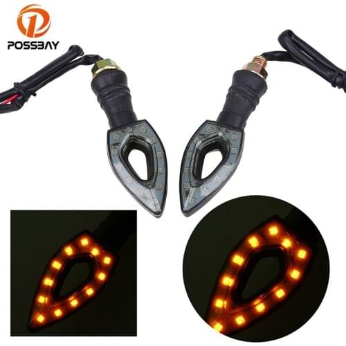 POSSBAY Flashing Motorcycle LED Turn Signal Light Arrow 12 Led Indicator Lamp Amber Universal for Suzuki Harley BMW Piaggio