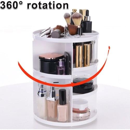 360-degree Rotating Makeup Organizer Brush Holder Jewelry Organizer Case Jewelry Makeup Cosmetic Storage Box Shelf