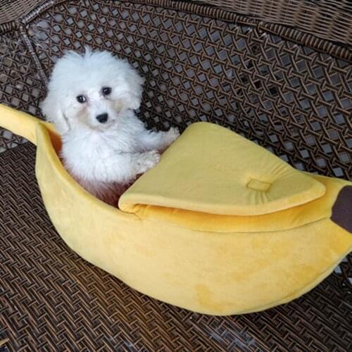 Funny Banana Shape Pets Cat Bed House Cozy Cute Banana Puppy Cushion Kennel Warm Portable Pet Basket Supplies Mat Beds