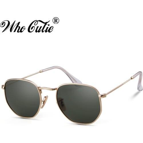WHO CUTIE 2019 Vintage Hexagon Sunglasses Polarized Women Brand Design Retro Female Flat lens Small Frame Sun Glasses Men Shades