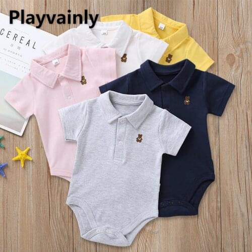 2021 Summer New Baby Jumpsuit Cotton Short Sleeve Fashion Bodysuit Newborn Baby Clothes 0-1Y E29477