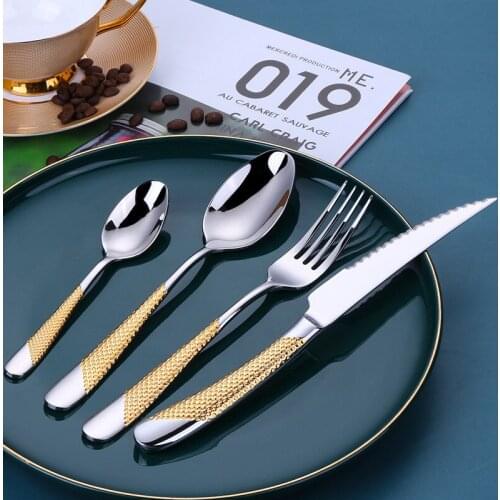 4Pcs Stainless Steel Dinnerware Set Knife Fork Spoon Tableware Set Western Cutlery Silverware Flatware Set Kitchen Supplies