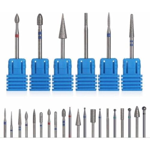 6 different sizes of round Diamond Rotate Nail Drill Bits Cuticle Cutter for Manicure Nail Files Electric Milling Burr Grinder
