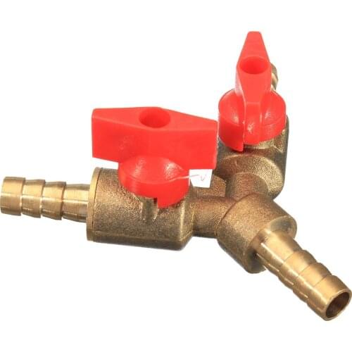 8mm 3-Way 5/16" Brass Y Shut off Ball Valve Fitting Hose Barb Fuel Gas CLAMP Tee