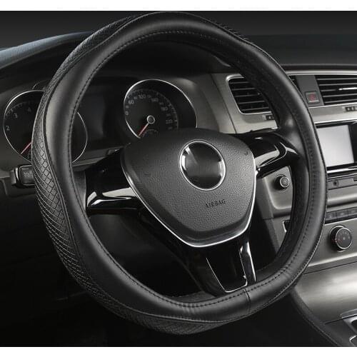 Genuine Leather Car Steering Wheel Cover D Shape For Hyundai ioniq Suzuki Swift For VW GOLF 7 8 POLO JATTA Auto Car Accessories