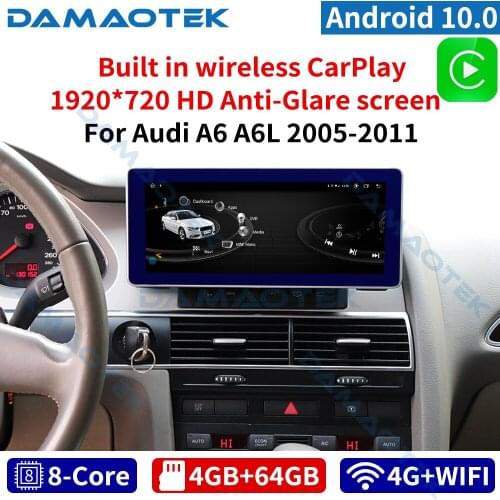 DamaoTek 10.25" Android 10 4+64GB car navigator for Audi A6 A6L 2005-2011 IPS multimedia car players video wireless carplay