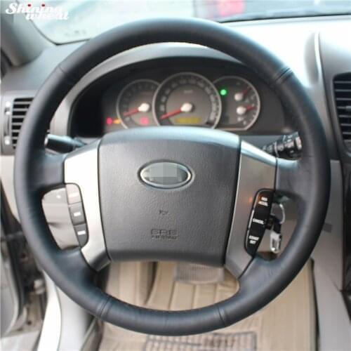BANNIS Hand-stitched Black Leather Car Steering Wheel Cover for Old Kia Sorento 2004-2008
