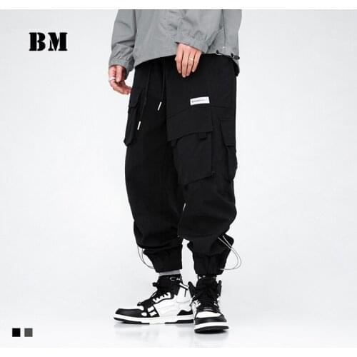 2021 Streetwear Fashion Casual Harem Pants High Quality Korean Hip Hop Multi Pocket Jogging Pants Cargo Joggers Men Clothing