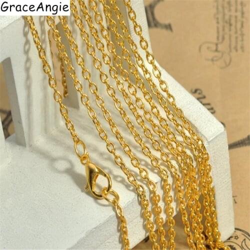 Graceangie (10Pieces) Alloy Cable Chains with Lobster Clasp 80cm Long Necklace Chains For Necklace Jewelry Handmade 4 Colors