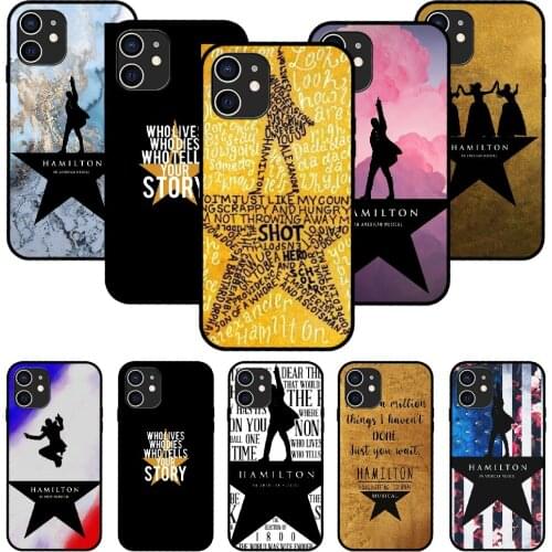 For iPhone 11 12 8 Plus Mini Pro X XR XS Max 4 5 7 6 6S 8 SE Phone Case Black Cover Back 3D Shell Hamilton Musical Lyrics