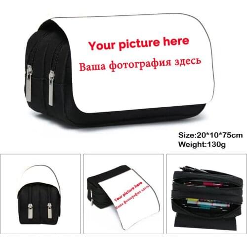 Customize Your Logo / Name / Image Cosmetic Case Women Pencil Case Mini School Supplies Teenagers Pencil Box Bilayer Holder