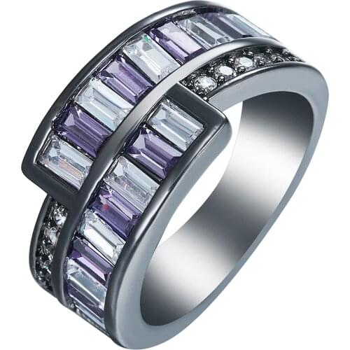 Black gold silver plated rings us 7 8 9 New vintage pink white purple cz Jewelry engagement Wedding gift luxury promise rings