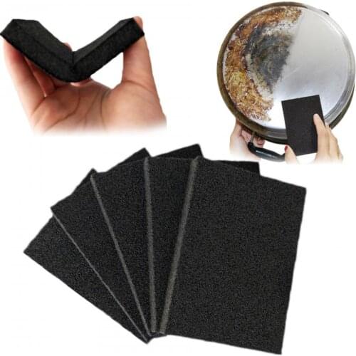 1/5pcs Black Emery Sponge Emery Rust Remover Dish Brush Pot Cleaning Brush Descaler Wipe Scrub Pot Kitchen Tools Gadgets