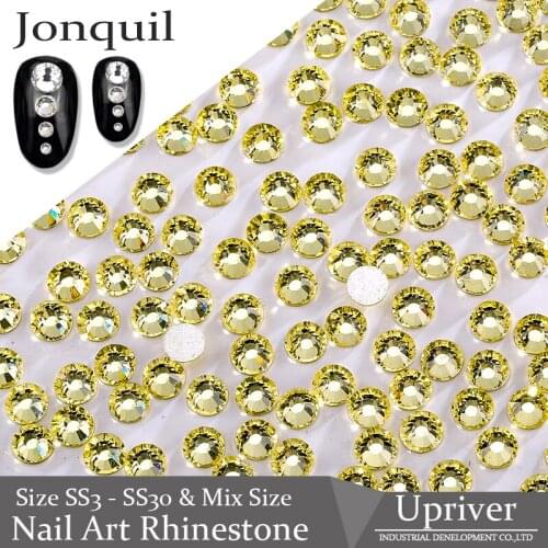 Upriver Nail Art Flatback Glue Fixed Loose Shiny Crystal Glass Jonquil Nail Art Non Hotfix Rhinestones