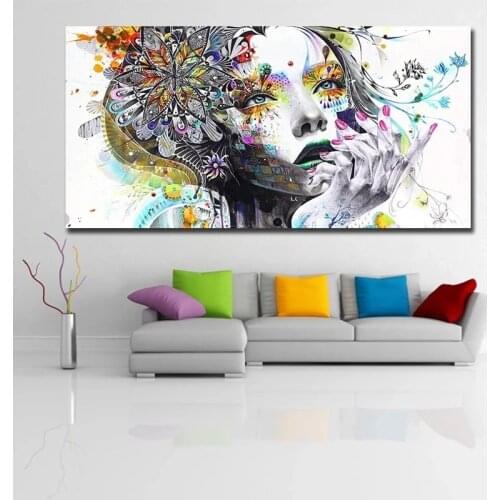 Beautiful Girl Flower Modern Canvas Painting Posters and Prints Wall Art Abstract Pictures for Bedroom Home Decor Cuadros