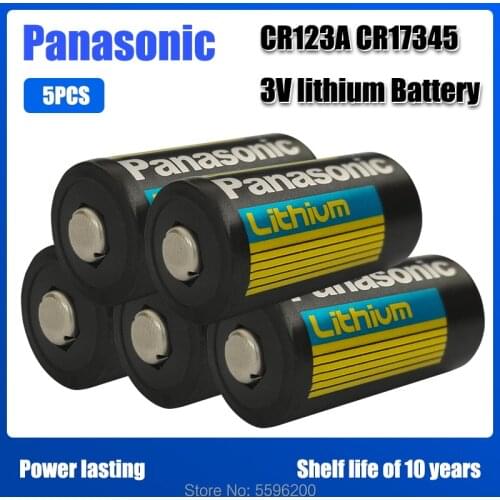 5PCS New Panasonic CR123 CR123A CR 123A 123A CR 123 A123 CR17345 16340 3V Lithium Battery for Camera Flashlight dry primary cell