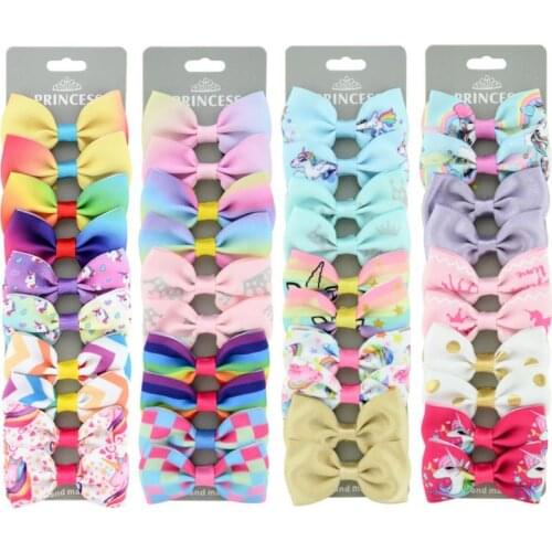 10Pcs 2021 New Grosgrain Ribbon Hair Bows Clips Print Mini Bows For Children Girls Headwear Kids Hair Accessories Best Gifts