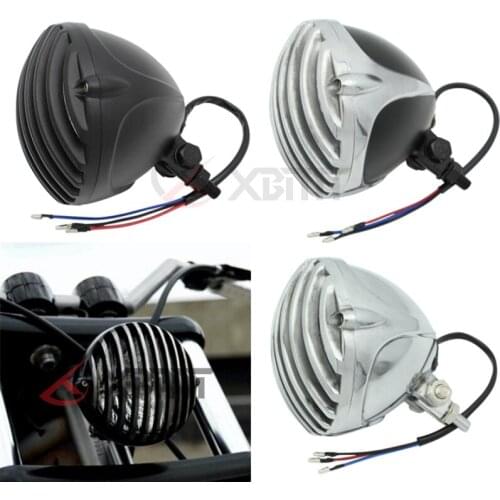 Motorcycle Aluminum Cage Retro Scalloped Finned Headlight Grill For Harley Bobber Chopper Cafe Racer Touring Custom Bikes