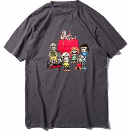 COOLMIND 100% cotton FUNNY SKULL streetwear men T shirt casual loose summer print men t-shirt o-neck tshirt men tee shirts tops