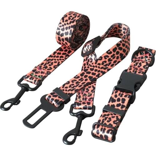 Soft Dog Collar Leash Car Safety Seat Belt Straps Adjustable Necklace for Small Medium Puppy Walking Training Leads Pet Supplies