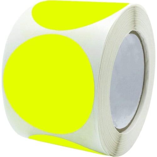 Sticker 3" Round Fluorescent Yellow Coded Point Label | Target Repair Sticker Sticker Permanent Paste 250 pcs Sticker Each Roll