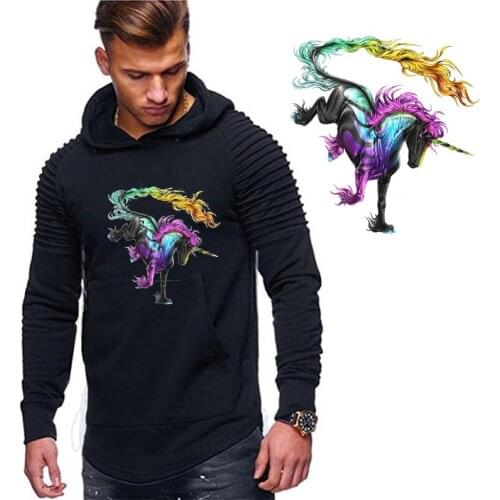 Horse Unicorn Drawing Ironing on Heat Transfer Printing Patches Stickers for Clothes T-shirts Washable DIY Patches Appliques