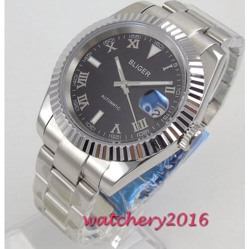 New Arrival 40mm Bliger Sterile black dial Sapphire Glass luminous Stainless steel case Automatic movement Mens business Watch