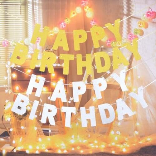 New Glitter Letters Birthday Party Flags Decoration Party Decoration Party Supplies Gold and Silver Letters Banner Hanging Strip