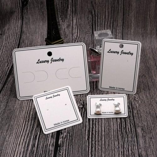 Simple White Print Letter Handmade Necklace&Earring display cards 100pcs For Jewelry Packaging Vintage Accessory Rectangle Label