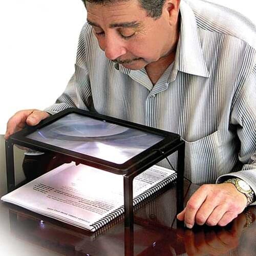 Foldable 3X Read Magnifying Glass with LED Lights for Full Page Phone Magnifier Battery Operated Hands Free Reading Magnifiers