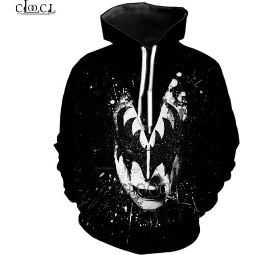 HX Fashion Men Women Casual Streetwear Rock Singer KISS Band Hoodies 3D Print Hooded Pullover Sportswear Tops Drop Shipping