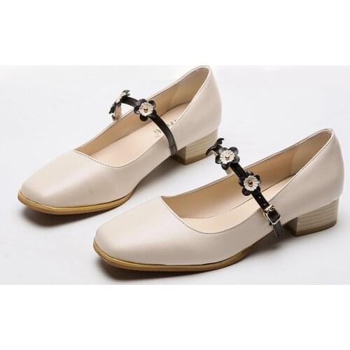 Big Size 42 Black White Women Shoes PU Leather Casual Shoes Slip-on Flats Flower Decoration Loafers mary jane female shoes 2020