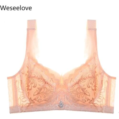 Weseelove Sexy Bra Full Cup Bra Plus Size Thin-Free Soutien Gorge Femme Skin Adjustable Lace Underwear Womens Bra Push Up X22-1