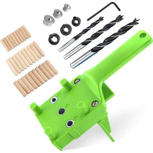 Quick Wood Doweling Jig ABS Plastic Handheld Pocket Hole Jig System 6/8/10mm Drill Bit Hole Puncher For Carpentry Dowel Joints