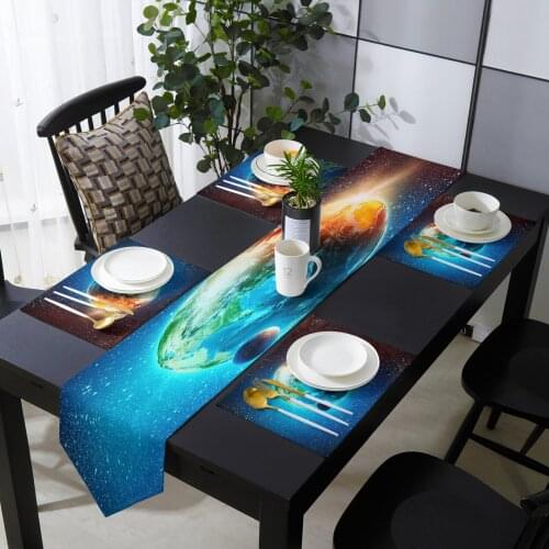 Earth Universe Space And Stars Table Runner Table Mats Cover For Home Wedding Banquet Festival Party Catering Hotel Decoration