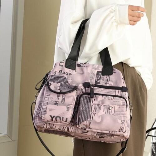 Newspaper Pattern Ladies Handbags 2021 New Fashion Womens Shoulder Bag Nylon Crossbody Pack Purses Sac A Main Bolsa