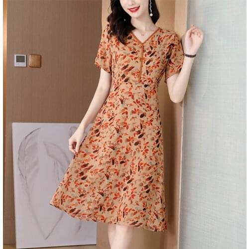 2021 Fashion Casual Floral Chiffon Beach Midi Dress Summer Vintage V-Neck Print Dress Women Elegant Bodycon Party Runway Vestido