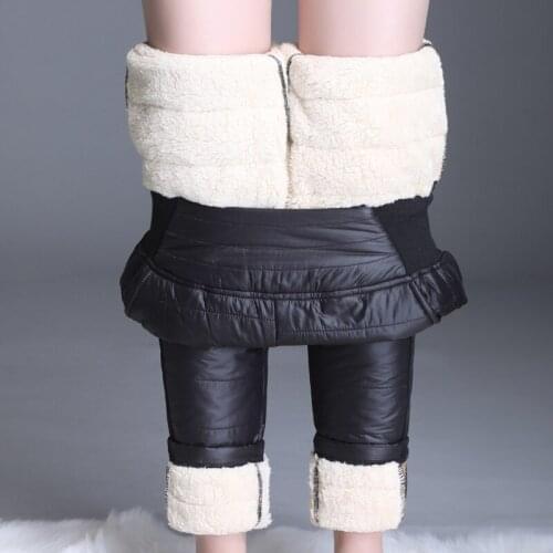 Winter Velvet Thick Down CottonTrousers High Waist Womens Windproof Warm Cashmere Large Size 5xl 6xl Fleece Pants