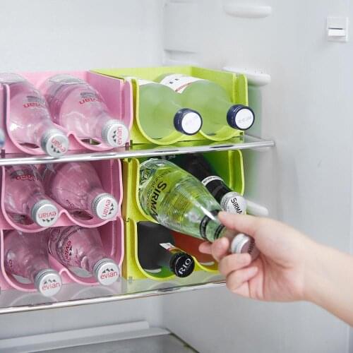 1 Unit Beverage Cans Storage Fixed Shelf Refrigerator Space Saving Organizer Beverage Bottle Holder Stackable Box Red Wine Rack