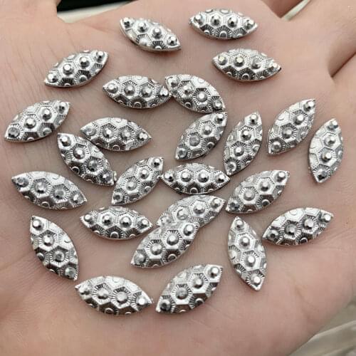 100pcs 7*15mm Silver Horse Eye Resin Crystal Non Hotfix Flat back Rhinestone glitters for 3D Nail Stone -S394