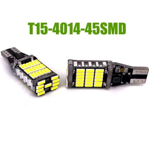 100PCS T15 921 W16W 45 SMD 4014 LED T10 Auto Additional Brake Lamp Backup Reverse Lights Car Daytime Running Light DC 12V 24V