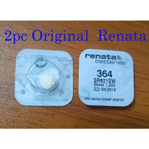 2Xrenata Silver Oxide Watch Battery 364 SR621SW 621 1.55V 100% original brand renata 364 renata 621 battery