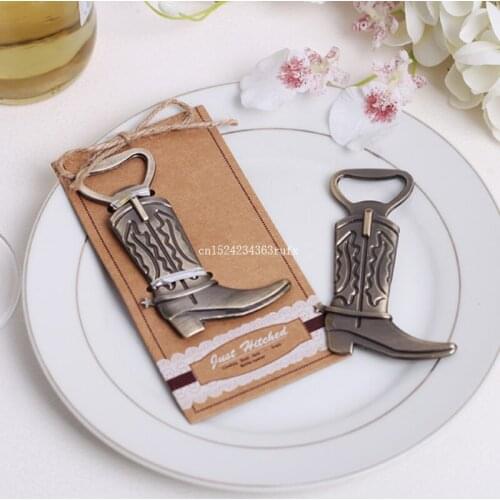 200pcs Alloy Cowboy Shoes Boots Beer Bottle Opener Brown for birthday party Wedding Gift Favor