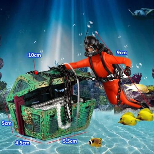 2020 NEW Aquarium Decoration Fish Tank Waterscape Treasure Box hunting Hunter Diver air pump accessories